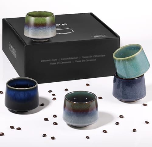 Cappuccino Tassen Set Dickwandig aus Steingut - Porzellan Kaffeetassen set für Männer Geschenke