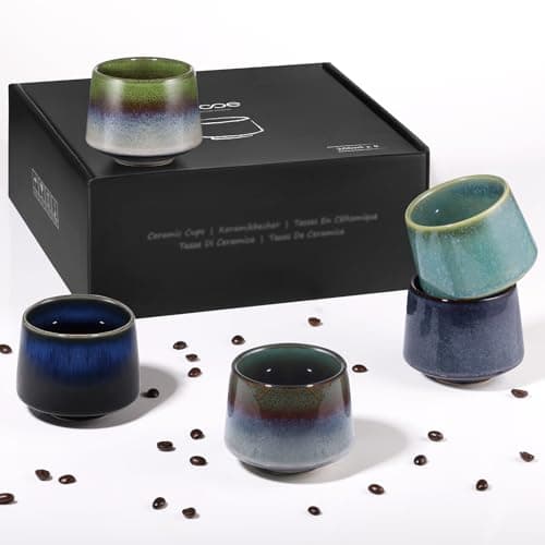 Cappuccino Tassen Set Dickwandig aus Steingut - Porzellan Kaffeetassen set für Männer Geschenke