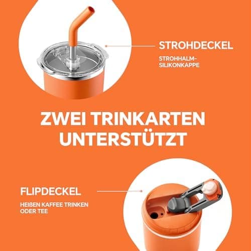 Ideaux Isolierbecher 14oz (420ml) | Doppelwandig | Eign. für Kaffee & Tee - Grün | Auslaufsicher | Reisebef. | Heiß & Ka