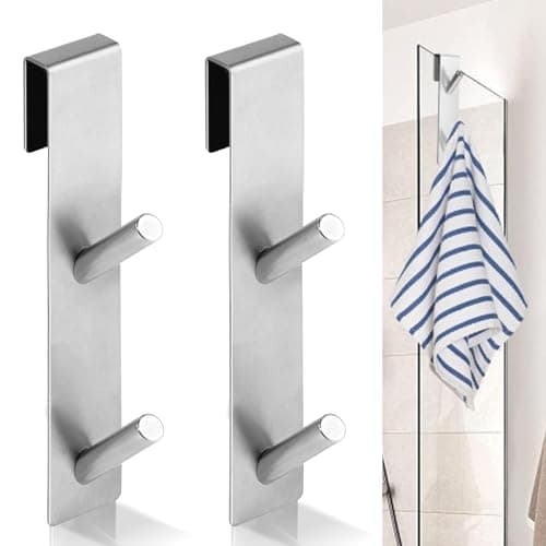 2 Stück Goldfarben Haken Duschwand ohne Bohren | Glaswand Handtuchhalter Dusche | Gummi Schutz