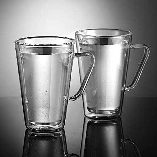 Ecooe Doppelwandige Kaffeetassen Glas 2er Set für Cappuccino und Tee Borosilikatglas