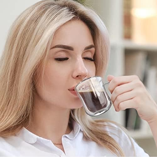 Ecooe Doppelwandige Kaffeetassen Glas 2er Set für Cappuccino und Tee Borosilikatglas