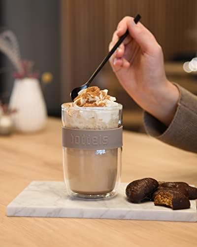 Teebecher mit Sieb 380ml Doppelwandig Taupe