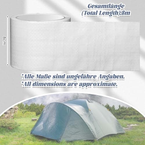 Sinmoe PE Planenband für Lkw-Reparatur - Wasserdicht - Zelt-Flicken - Kfz-Anhänger-Reparatur (8cm x 8m, Transparent)