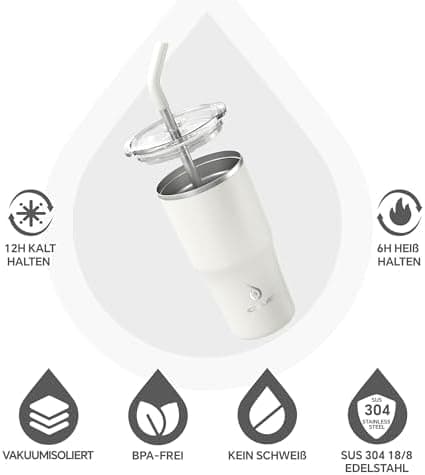 Ideaux Isolierbecher 14oz (420ml) | Doppelwandig | Eign. für Kaffee & Tee - Grün | Auslaufsicher | Reisebef. | Heiß & Ka