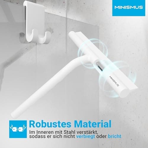 Minismus Silikon Duschabzieher Schwarz 28cm - Makellose Oberflächen, Kein Bohren erforderlich, Glas & FensterHalterung i