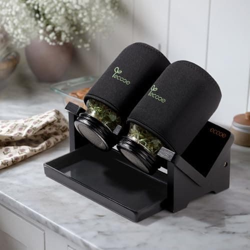 Ecooe Sprossen Keimgläser 2er Set für Sprossen Brokkolisprossen - Abdunklungshüllen und Edelstahlfilterkappe - 750 ml Wa