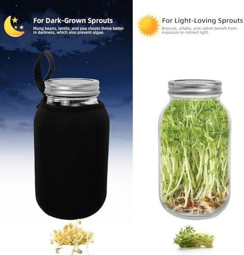 2 Stk Breiter Öffnung Sprossenglas 1000ml für Keimglas und Sprossenzucht Mit Deckel, Tropfschale und Bürste, ideal für d