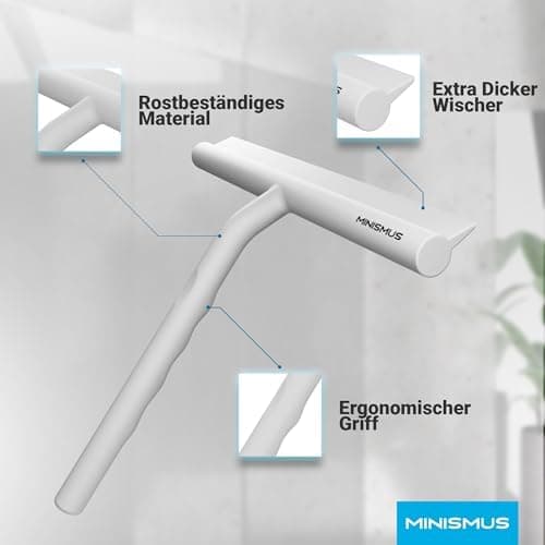 MINISMUS Silikon Duschabzieher – Selbstklebend, Glasabzieher für Duschemöbel, Badewasserabsorber – Magnet-Halterung, Ohn