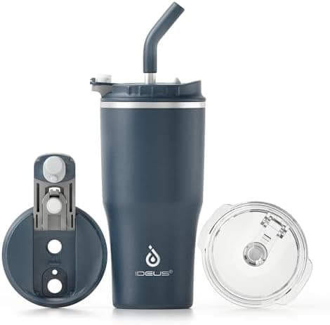 Ideaux Isolierbecher 14oz (420ml) | Doppelwandig | Eign. für Kaffee & Tee - Grün | Auslaufsicher | Reisebef. | Heiß & Ka