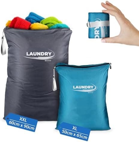 Ecooe XXL Reise Wäschesack mit Reißverschluss | Große Wäschesäcke für Reisen und Camping | 2er-Pack wäschebeutel, schmut