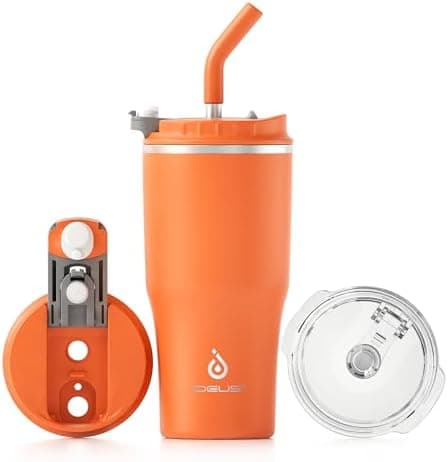 Ideaux Isolierbecher 14oz (420ml) | Doppelwandig | Eign. für Kaffee & Tee - Grün | Auslaufsicher | Reisebef. | Heiß & Ka