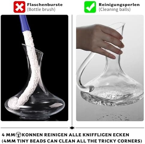 Edelstahl Reinigungsperlentank bei Weinkaraffe Reinigung 800 Stück 4mm Metall Perlentank Reinigen Dekantereinzelheiten