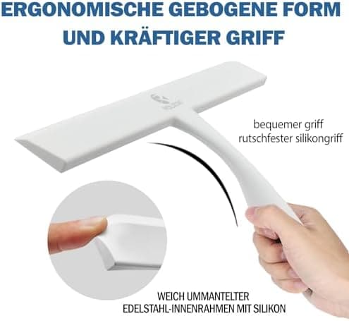 Duschabzieher Silikon Anti-Rost Weiß für Duschtür Spiegel und Fensterreinigung