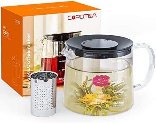 Kaffeekanne Glas-Teekanne 1500 ml mit Kerzenwärmer und Teesieb Geschenkbox