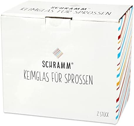 Schramm® Keimglas für Sprossen mit Gestell - Sprossenglas Keimgerät Set, 2 Ersatzgläser ohne Deckel, 750 ml, Keimglas-Er