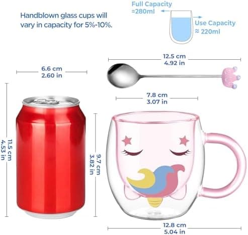 Ecooe Katzen Tasse Süße Doppelwandige Gläser Geburtstag Geschenke für Frauen