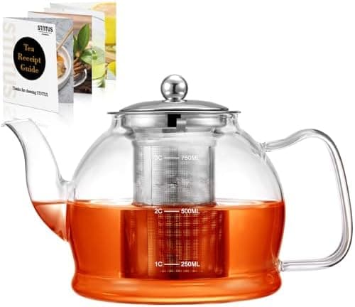 STNTUS 120ml Glaskanne mit Sieb - Ideal für Teeliebhaber im Zuhause und im Büro - Hitzebeständiger Teespender aus Boros