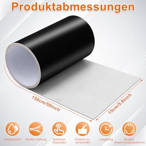 Schwarzes Wasserabweisendes Reparaturset für Zelte, 15x150cm TPU Klebeband, ideal für Pool und Gartenleitungen
| Wasser