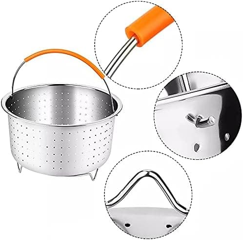 Edelstahl Dampfgarer Dampfeinsatz, Instant Topf Zubehör - Kochen & Gemüse Dampfkorb, Dämpfkorb für Schnellkochtopf mit S