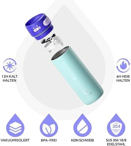 Ideaux Isolierbecher 14oz (420ml) | Doppelwandig | Eign. für Kaffee & Tee - Grün | Auslaufsicher | Reisebef. | Heiß & Ka