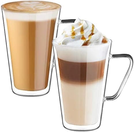 Ecooe Doppelwandige Kaffeetassen Glas 2er Set für Cappuccino und Tee Borosilikatglas