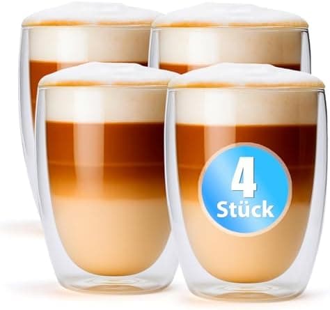 BigDean Doppelwandige Latte Macchiato Gläser 300 ml Geschenkverpackung
| BigDean Teetassen und Kaffeegläser 300 ml dopp