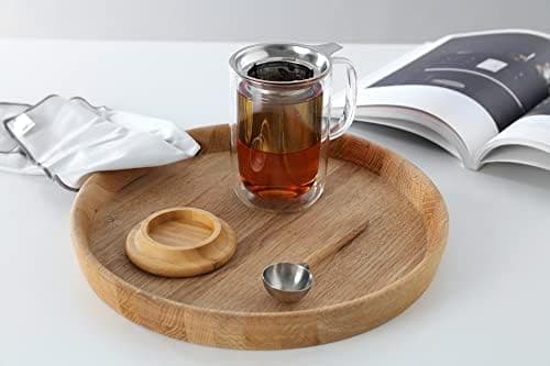Viva Scandinavia Teetasse Glas Doppelwandig für Thermoglas und Tee-Verfeinerung, mit Edelstahl-Sieb und Bambus-Holz-Deck
