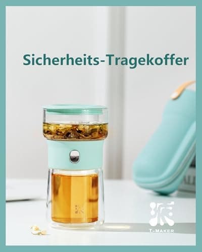ZENS Modern Teekanne Glas mit Sieb für Teeliebhaber in Portable Tea Maker mit Isolierbecher