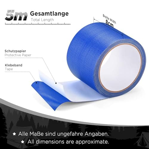 EcoOE PE Planenband Reparaturklebeband 5M x 8CM Wasserabweisend für Zelte Sonnenschirme Pavillon Plane lkw Abdeckplanen