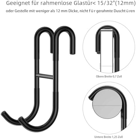 Duschhaken Silber 3 Stück für Glasscheibe ≤ 10mm & 30mm Badezimmerschleuse Halterung