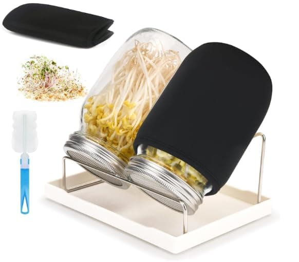 Sprossen Keimglas Set Edelstahl Filtergitter Ständer Microgreens Zucht