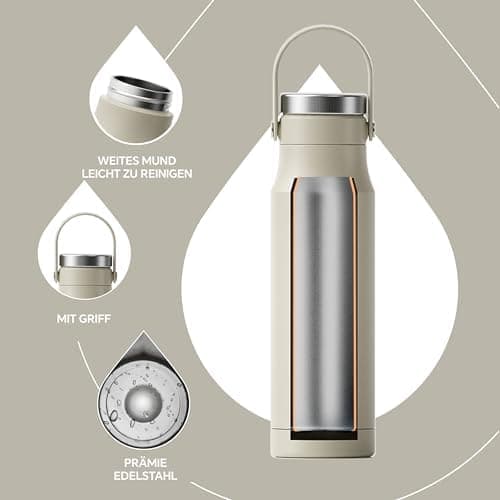 Ideaux Isolierbecher 14oz (420ml) | Doppelwandig | Eign. für Kaffee & Tee - Grün | Auslaufsicher | Reisebef. | Heiß & Ka