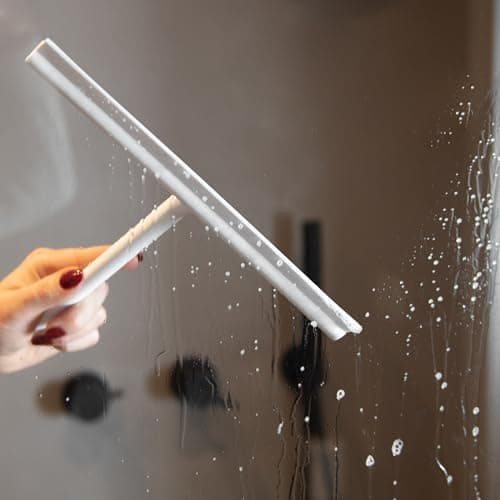 Silikon Duschabzieher ohne Bohren für Duschkabinenabzieher - Extra breiter Abzieher & Wischer - 24 cm Lippe