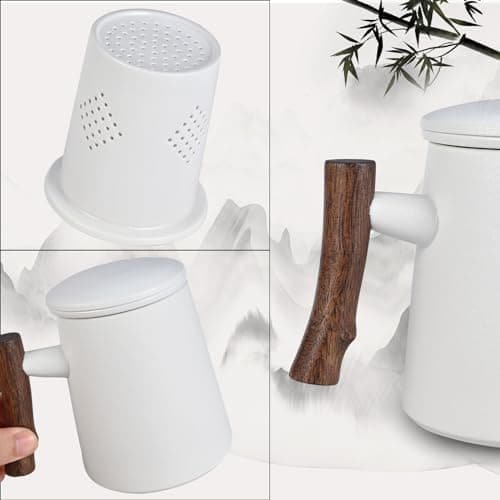 Teetasse mit Teesieb und Deckel - Keramik Tasse zur Geschenkung Große Teetassen mit Holzgriff
| Keramik Teetasse mit Te