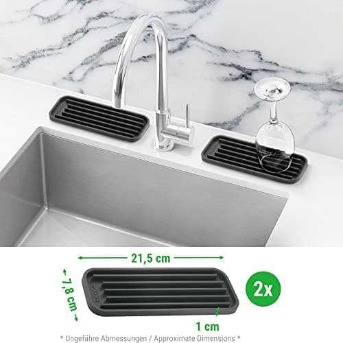 Ecooe 2 Stück Silikon Abtropfmatte Platzsparende Trocknungsfach für Gläser und Flaschen Speisetafel Spülmaschinenfest 21
