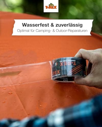 T-Rex Wetterfestes Transparentes Klebeband 48mm x 25m – Extra Stark für Indoor & Outdoor – UV-Fest – Ideal für Markisen-