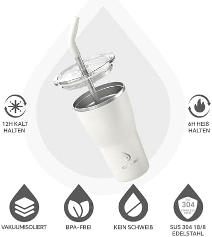Ideaux Isolierbecher 14oz (420ml) | Doppelwandig | Eign. für Kaffee & Tee - Grün | Auslaufsicher | Reisebef. | Heiß & Ka