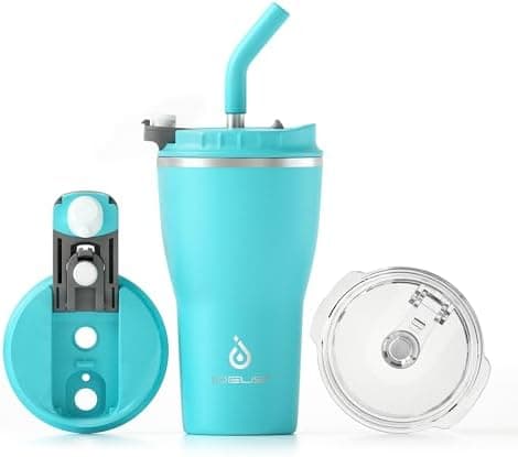 Ideaux Isolierbecher 14oz (420ml) | Doppelwandig | Eign. für Kaffee & Tee - Grün | Auslaufsicher | Reisebef. | Heiß & Ka