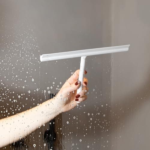 Silikon Duschabzieher ohne Bohren für Duschkabinenabzieher - Extra breiter Abzieher & Wischer - 24 cm Lippe