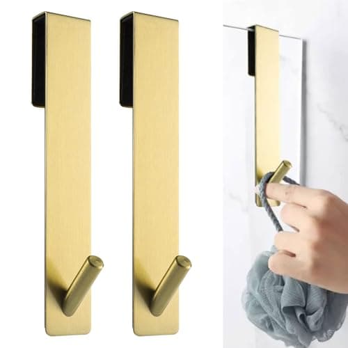2 Stück Goldfarben Haken Duschwand ohne Bohren | Glaswand Handtuchhalter Dusche | Gummi Schutz