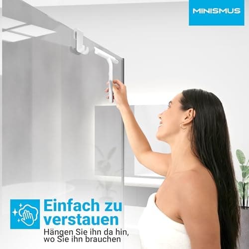 Minismus Silikon Duschabzieher Schwarz 28cm - Makellose Oberflächen, Kein Bohren erforderlich, Glas & FensterHalterung i