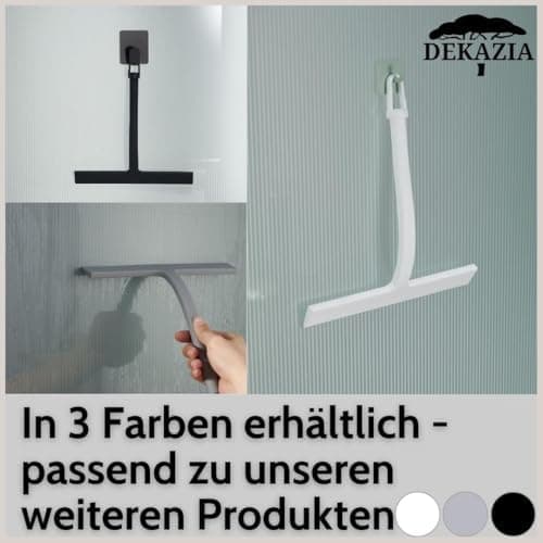 DEKAZIA® Duschabzieher Schwarz - Silikon Wasserabzieher für Dusche - Robust für Glas und Fliesen - Hochgewordene Abgießk