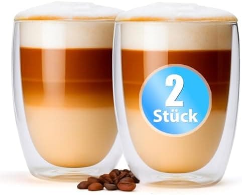 BigDean Doppelwandige Latte Macchiato Gläser 300 ml Geschenkverpackung
| BigDean Teetassen und Kaffeegläser 300 ml dopp