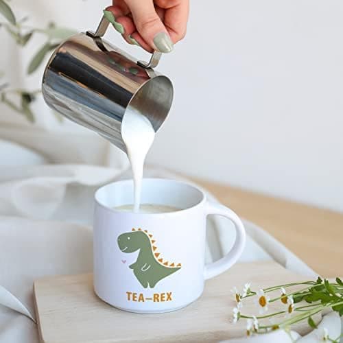 Odernichtoderdoch Tea-Rex Tasse - Keramik Kaffeebecher für Begeisterte - Esszimmer & Büro - Weiße Vase Form, 0,4 L