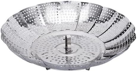 Topfdampfeinsatz Edelstahl, Dämpfˉeinsatz Durchmesser Offen 27cm, Garsieb für Töpfe und Schnellkochtöpfe