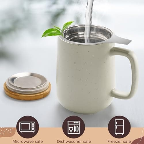 Keramik Teetasse Groß mit Sieb - Teegeschenke - Pastelltürkis