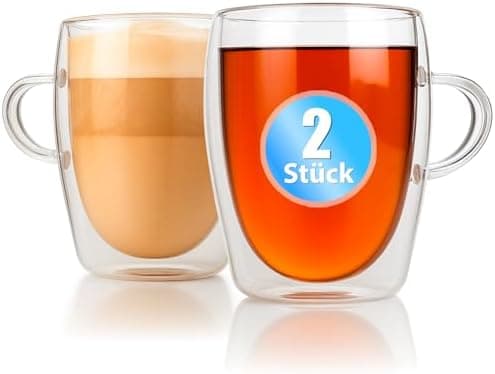 BigDean Doppelwandige Latte Macchiato Gläser 300 ml Geschenkverpackung
| BigDean Teetassen und Kaffeegläser 300 ml dopp