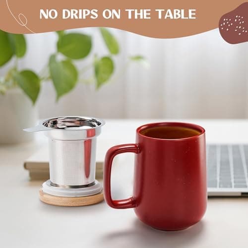 Keramik Teetasse Groß mit Sieb - Teegeschenke - Pastelltürkis