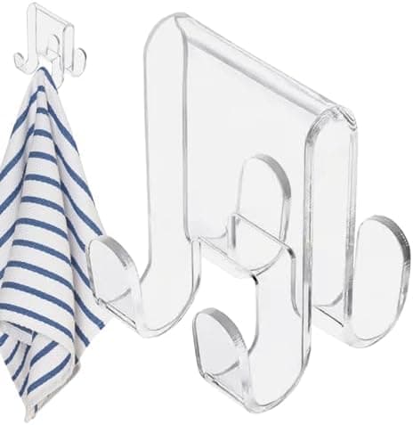 Doppelseitiger Acryl-Duschhaken für Duschkabine - Ohne Bohren - Handtuchhalter für Bad - Glastürhaken Doppel-Duschhaken
